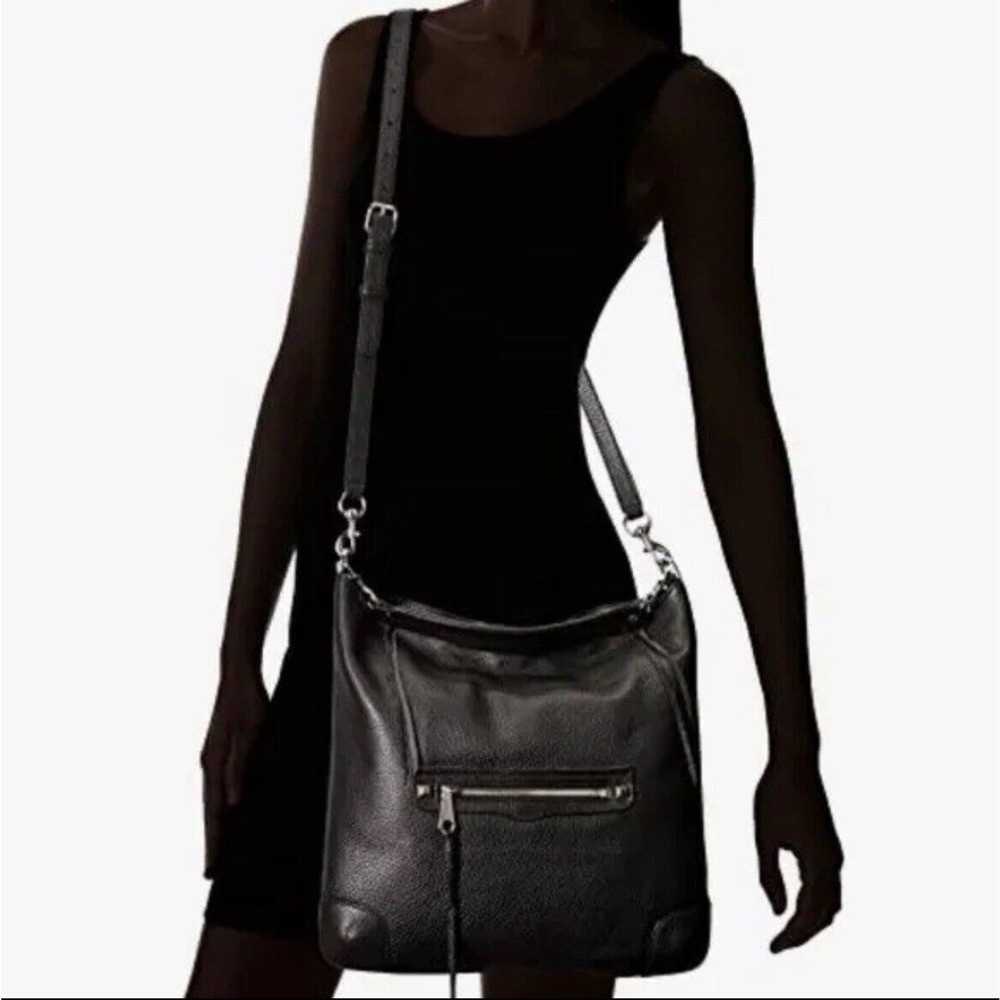 Rebecca Minkoff Black Pebble Leather Slim Regan Hobo Bag